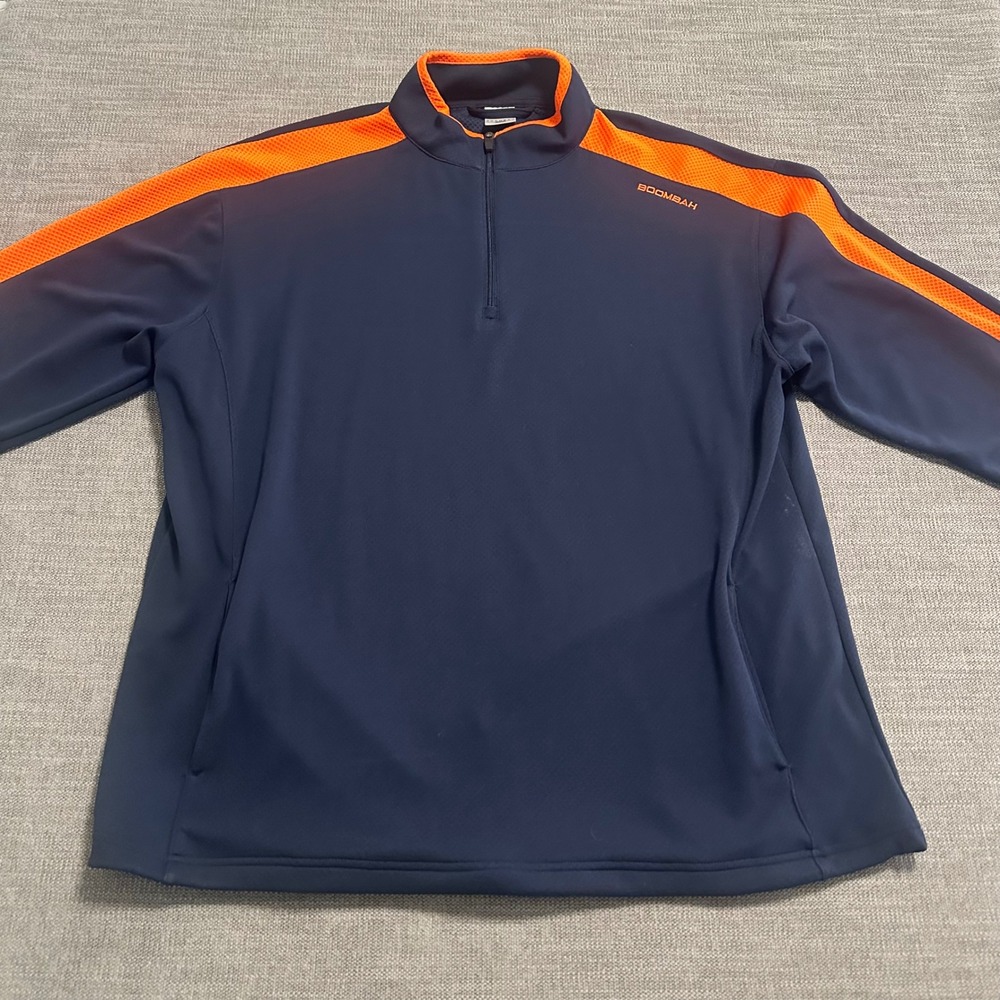 Boombah Pullover Mens XL Navy Orange 1/4 Zip Mesh Athletic Training
